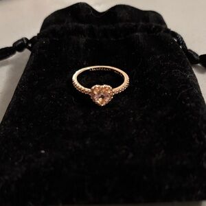 Pandora Rose Gold Heart Ring with Sparkling Center